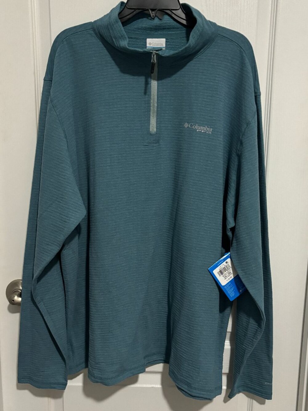 Columbia PFG Men's Slack Tide Long Sleeve Quarter Zip Pullover, Teal, Size XXL